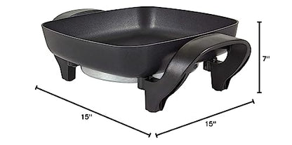 NESCO ES‑08 Electric Skillet for Everyday Home Cooking, Black Large Nonstick Skillet with Adjustable Temperature Control