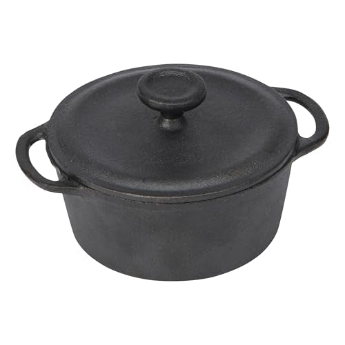 GoodCook Pre-Seasoned Cast Iron Mini Dutch Oven, Black, Small Dutch Oven Pot with Lid, Durable Cast Iron Cookware, Even Heating for Stews, Soups, and Baking, Oven Safe to 500°F