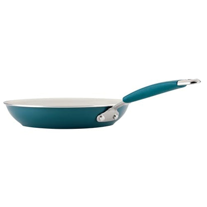 Rachael Ray Cucina Ceramic Cookware Set - 13 Pieces - Ceramic Pots and Pans Set w/Nonstick Frying Pans, Saute Pan, Saucepans, Stockpot, Lids, Pan Protectors & Cooking Utensils - Marine Blue