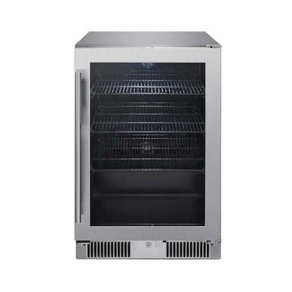 Blaze 20-Inch 4.5 Cubic Feet Outdoor Rated Beverage Cooler with Lock, Reversible Glass Door, Digital Thermostat, and Stainless Steel Exterior Finish - BLZ-GDBEV20-4.5