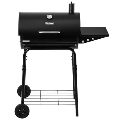 Royal Gourmet CC1624 Barrel Charcoal Grill, Large Charcoal Grill with Side & Front Shelves, 426 sq. in. Cooking Grid, Sturdy Side Shelf with Hooks, for Outdoor Backyard and Picnics, Black