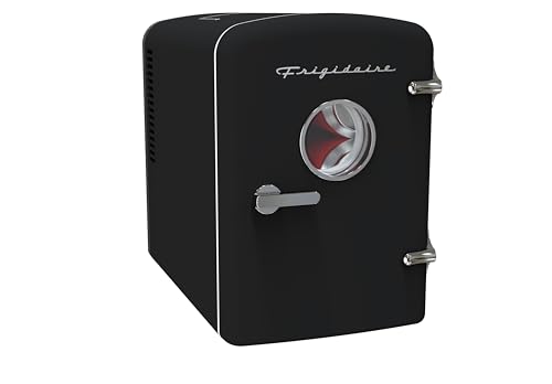 Frigidaire Retro 9-Can Mini Personal Fridge Portable Cooler, 11.8" D x 7.1" W x 10.1" H, Black