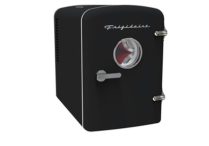 Frigidaire Retro 9-Can Mini Personal Fridge Portable Cooler, 11.8" D x 7.1" W x 10.1" H, Black