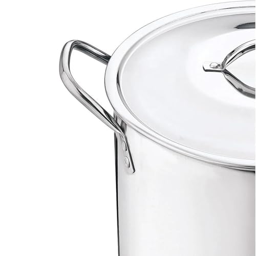 12-Qt Stainless Steel Stockpot with Metal Lid- Heavy Duty Cooking Pot for Pasta, Soup, Spaghetti, Nonstick Thick Bottom Big Stock Pot, Cookware for Canning, Boiling, Simmer