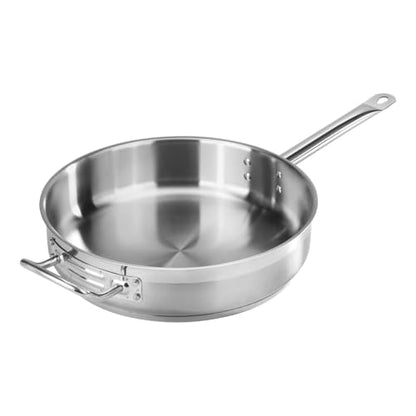 New Star Foodservice 5 Qt Stainless Steel Sauté Pan with Cover, 18/8 Stainless Steel, 3.1-Inch Depth