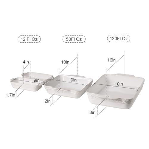 Sweejar Ceramic Bakeware Set of 4, Casserole Dishes for Oven, Rectangular Baking Dish with Handles, Lasagna Pans Deep for Cooking, Gratin, Roasting, Banquet and Daily Use (Turquoise)