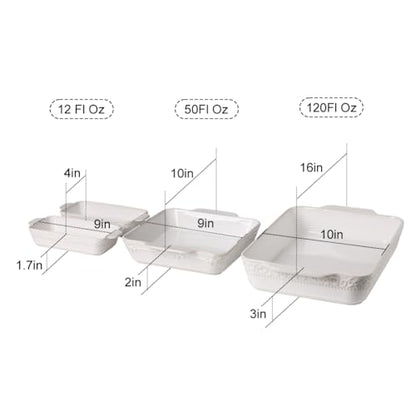 Sweejar Ceramic Bakeware Set of 4, Casserole Dishes for Oven, Rectangular Baking Dish with Handles, Lasagna Pans Deep for Cooking, Gratin, Roasting, Banquet and Daily Use (Turquoise)