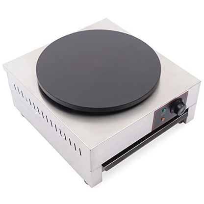 16” Electric Crepe Maker, 1700W Non-Stick Commercial Crepe Maker Machine with Wooden Crepe Spatula Flat Plate Pancake Griddle Pancake Maker