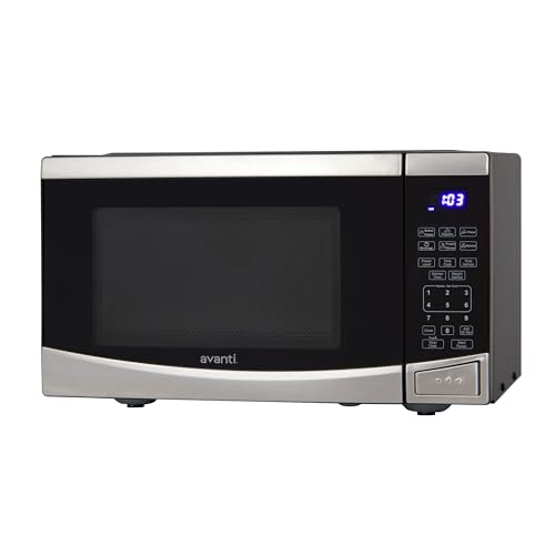 Avanti Microwave Oven 900-Watts Compact with 10 Power Levels and 6 Pre Cooking Settings, Speed Defrost, Electronic Control Panel and Glass Turntable, 0.9-Cu.Ft., Stainless Steel