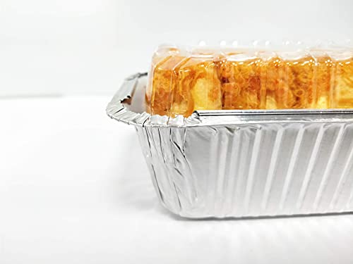 BBQMFG Disposable Loaf Pan with Lid for Baking - 1.5 Lb Disposable Bread Pans - Meatloaf Pans – 50 Aluminum Foil Pans and 50 Clear Lids - Perfect for Baking Cakes, Bread, Meatloaf…