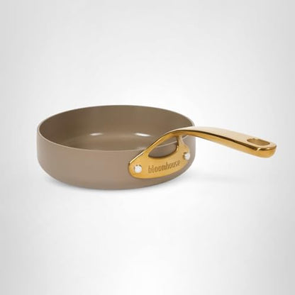 Bloomhouse - Two Time Oprah's Favorite Things Winner - 6 Quart Heavy Duty Aluminum Premium PFA Free Ceramic Nonstick Dutch Oven Pot with Lid - Cappuccino Cream with Gold Handle