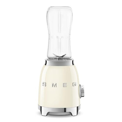 SMEG 50's Retro Style Personal Blender with Backlit Knob and Two 600 ML BPA Free bottles PBF01CRUS Cream