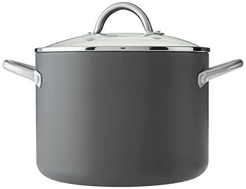 GreenPan Lima Hard Anodized Healthy Ceramic Nonstick 8QT Stock Pot with Lid, PFAS-Free, Oven Safe, Gray