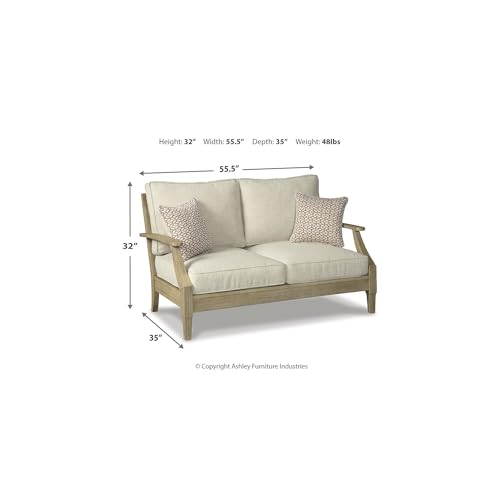 Signature Design by Ashley Clare View Outdoor Loveseat with Cushion, Beige