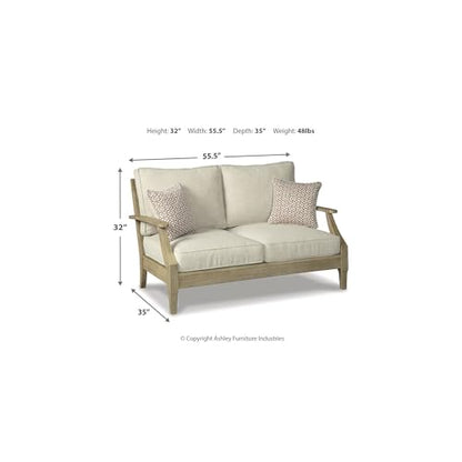 Signature Design by Ashley Clare View Outdoor Loveseat with Cushion, Beige