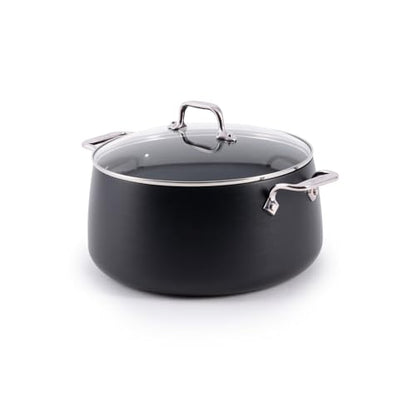 All-Clad HA1 Expert Hard Anodized Nonstick Stock Pot with Lid (8 Qt) For Pasta, Soup, Dishwasher-Safe, Oven-Safe Up to 500°F Compatible with All Stovetops (Gas, Electric & Induction) - Black