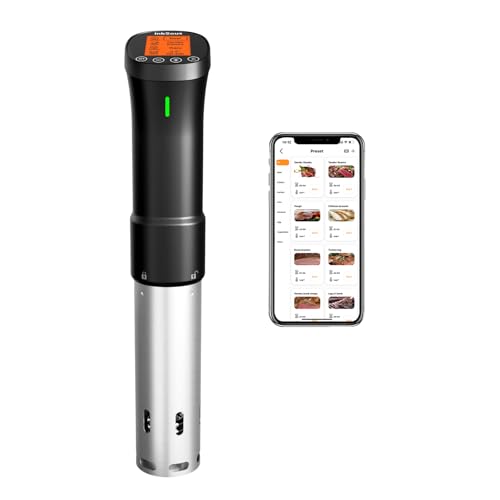 InkSous WIFI 2.4G Sous Vide Cooker 1000W Immersion Circulator with APP 18 Recipes,Alarm,Calibration & Timer, 3D Water Fast Heating Ultra-Quiet Sous Vide Machine ISSV-200-W