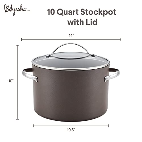 Ayesha Curry Kitchenware Professional Hard Anodized Nonstick Stock Pot/Stockpot with Lid, 10 Quart, Charcoal