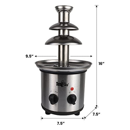 Total Chef 3 Tier Chocolate Fountain Machine – Mini Fondue Fountain for Chocolate, Cheese & Dessert – Fuente de Chocolate para Fiesta, Chocolate Fondue Set for Party and Events, Queso Fountain