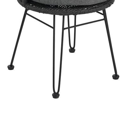 Christopher Knight Home Tavon Acacia Wood Patio Dining Set for 6, Rectangular Patio Dining Table and Faux Rattan Chairs Set of 6, 7 Piece Outdoor Dining Set with Cushion and Iron Frame, Teak+Gray