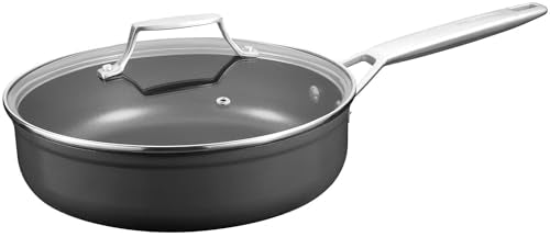 MsMk 3.5 Quart Deep Frying pan, 10-inch Durable pans for refreshing old saute pan with lid, Deep and straight edge, Easy Clean-Up, Even Heating, Comfortable Handling, Induction Compatibility,