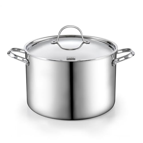 Cooks Standard Multi-Ply Clad Stainless Steel Stockpot, 12-Quart Pasta Cooking Canning Pot with Lid, Deep Stockpot Large Soup Pot Induction Cookware, Silver