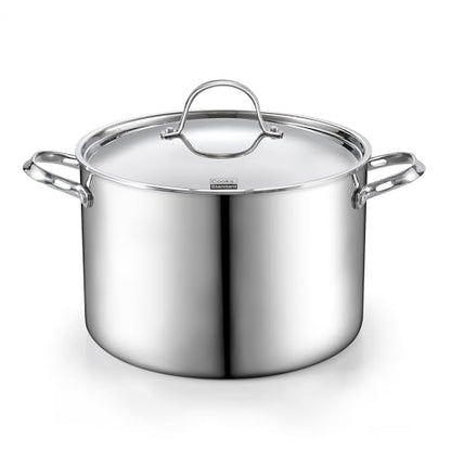 Cooks Standard Multi-Ply Clad Stainless Steel Stockpot, 12-Quart Pasta Cooking Canning Pot with Lid, Deep Stockpot Large Soup Pot Induction Cookware, Silver