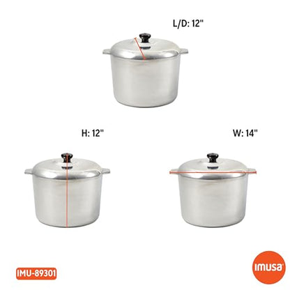IMUSA USA Heavy Duty Cajun Aluminum Stock Pot 14 Quart, Silver