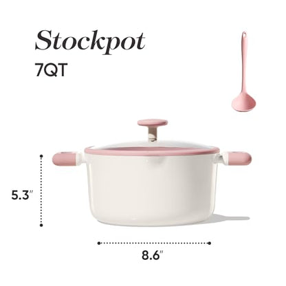 CAROTE 7QT Nonstick Stock Pot with Lid, Ceramic Casserole with Ladle, Non-toxic Kitchen Soup Pot, Big Cooking Pots PFAS and PFOA Free