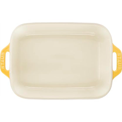 Staub Ceramic Rectangular Baking Dish Set, Casserole Dish, 2-Piece, Citron