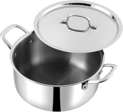 Vinod Smart Triply Stainless Steel Casserole with Lid, Stainless Steel Stock Pot with Lid, Stock Pots with Lids, Casserole Pot for Oven, Induction, Gas & Electric, 15.95 Quart (15.1 Liters), 36 CM
