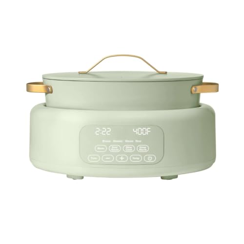 Wonderful 10-in-1 Electric Multi-Cooker 6 Qt Cast Aluminum Pot, 7 Preset Function,Oven & Dishwasher Safe to 400°F Sauté Slow Cook Steam Touch Display (Sage Green)