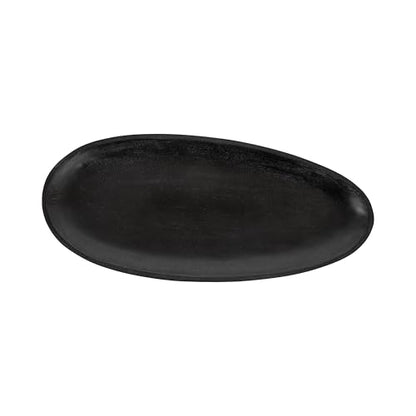 Kate and Laurel Ekata Decorative Oval Solid Wood Nesting Trays, Set of 2, Black, Food-Safe Charcuterie Board Trays for Kitchen Counter or for Use as Ottoman Tray Accents or Coffee Table Tray Decor