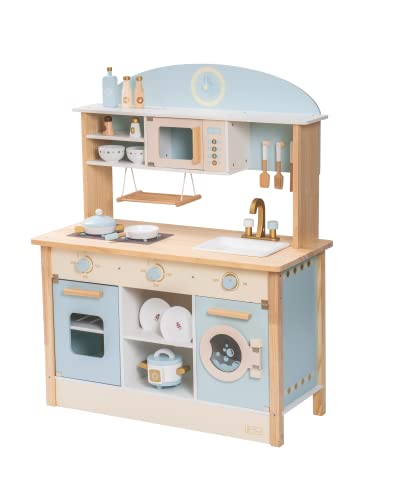 ROBUD Kids Kitchen Playset Wooden Kids Play Kitchen Set Pretend Play for Toddlers Boys Girls