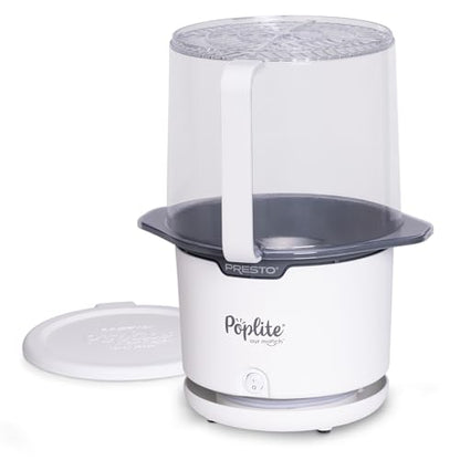Presto 04812 PopLite Our Munch Hot Air Popcorn Popper - Family Sized, Built-In Serving Bowl, Compact Design, 15 Cups, White