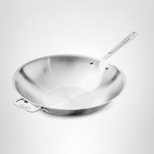 All-Clad D3® Stainless Steel 14 inch Wok Pan- Made in the USA- The Original Bonded Professional Cookware- Oven Safe & Induction Compatible