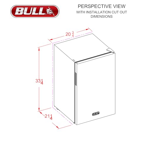 Bull Outdoor Products Contemporary Refrigerator – 4.5 cu. ft. Compact Stainless Steel Outdoor Fridge with Reversible Door and Full Temperature Control