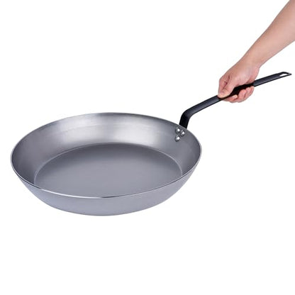 Restaurantware Met Lux 16 Inch Fry Pan, 1 No-Stick Frying Pan - Induction-Ready, Triple-Riveted, Silver Carbon Steel Cooking Skillet, Durable, For Searing, Sauteing, And Browning Food