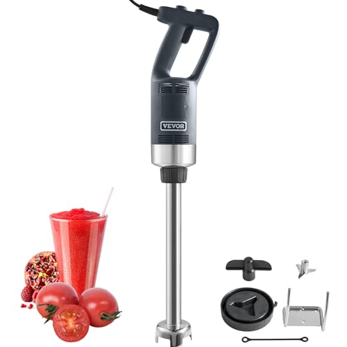 VEVOR Commercial Immersion Blender, 750W 16" Heavy Duty Hand Mixer, Variable Speed Kitchen Stick Mixer with 304 Stainless Steel Blade, Multi-Purpose Portable Mixer for Soup, Smoothie, Puree, Baby Food