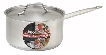 Winco Heavy-Duty Stainless Steel Sauce Pan with Cover, 4.5 Quart