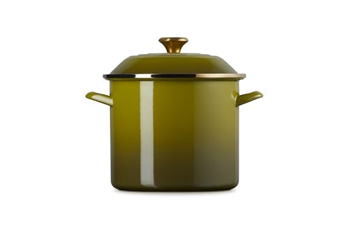Le Creuset Enamel on Steel Traditional Stockpot, 10 qt., Olive with Stainless Steel Knob