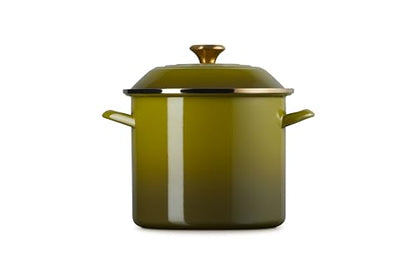 Le Creuset Enamel on Steel Traditional Stockpot, 10 qt., Olive with Stainless Steel Knob