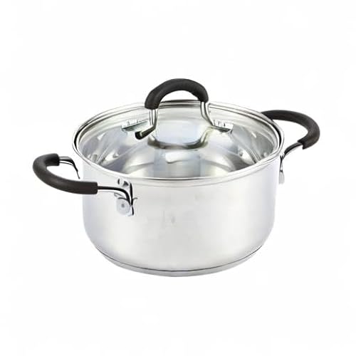Cook N Home Professional Stainless Steel Stock Pot with Lid, Soup Pot with Stay-Cool Handles, Cooking Pot for Pasta, Spaghetti, Compatible with Most Stovetops, Dishwasher Safe, 3-Quart