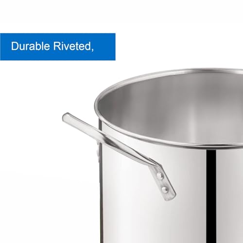 8-Qt Stainless Steel Stock Pot with Metal Lid, Ultra Durable, Stay-Cool Handles, Hand Wash Only - Fast Even Heat Distribution, Large Capacity for Family Meals & Batch Cooking