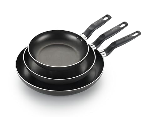 T-Fal Classic Nonstick Fry Pan Set 3 Piece: 8, 9.5, & 12 Inch, Oven Broiler Safe 350F, Kitchen Cookware Set, Pots and Pans Set Non Stick, Frying Pans, Skillets, Dishwasher Safe, Black