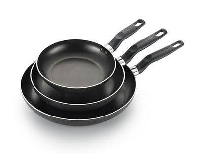 T-Fal Classic Nonstick Fry Pan Set 3 Piece: 8, 9.5, & 12 Inch, Oven Broiler Safe 350F, Kitchen Cookware Set, Pots and Pans Set Non Stick, Frying Pans, Skillets, Dishwasher Safe, Black
