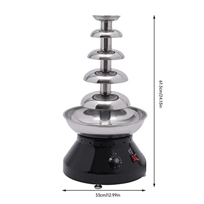 Commercial Chocolate Fountain 5 Tier, 230W Electric Hot Chocolate Fondue Tower, 7 Lbs Large Capacity Stainless Steel Chocolate Melting Heating Machine w/Adjustable Temperature, Used for Party (Black)