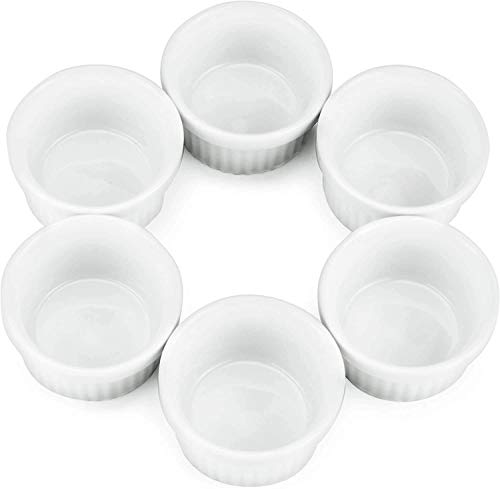 Kÿchen Mini Ramekins 1 oz. 30 ml|Microwave & Oven Safe, Porcelain Souffle Dish, Dipping Sauce, & Small Dessert Cups| 6 Count