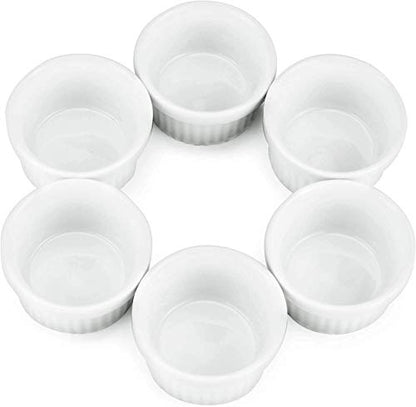 Kÿchen Mini Ramekins 1 oz. 30 ml|Microwave & Oven Safe, Porcelain Souffle Dish, Dipping Sauce, & Small Dessert Cups| 6 Count