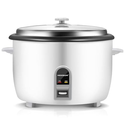 MOOSUM Commercial Rice Cooker, Large Capacity 30-Cup (UnCooked), 60-Cup (Cooked) with One Touch Operation and 12-Hour Keep Warm, Easy to Use and clean, 1600W, White